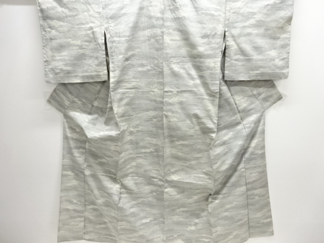 アンティーク　霞模様織出し十日町紬単衣着物